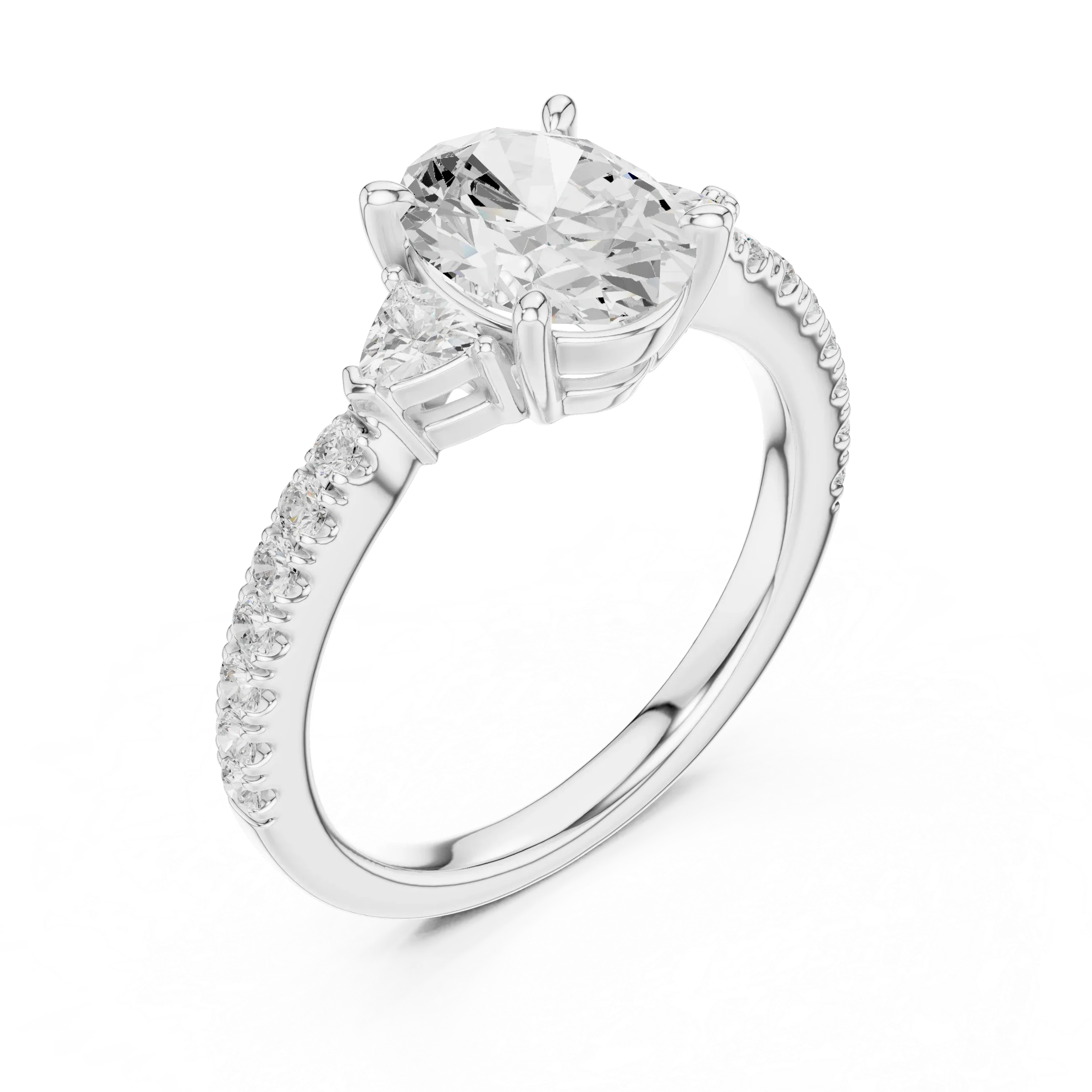1.96 CT D Color VVS1 Oval Cut Diamond Ring in 14K Yellow Gold