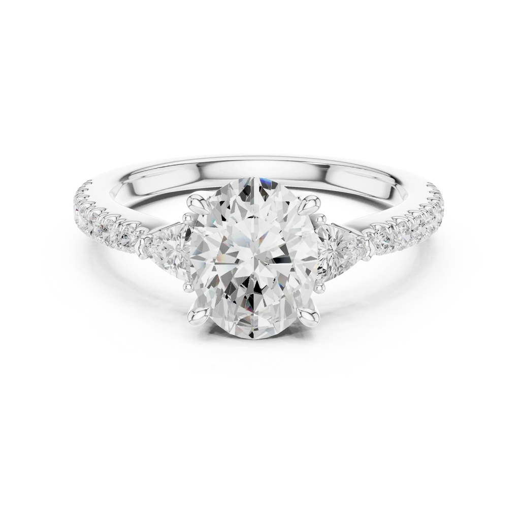 1.96 CT D Color VVS1 Oval Cut Diamond Ring in 14K Yellow Gold