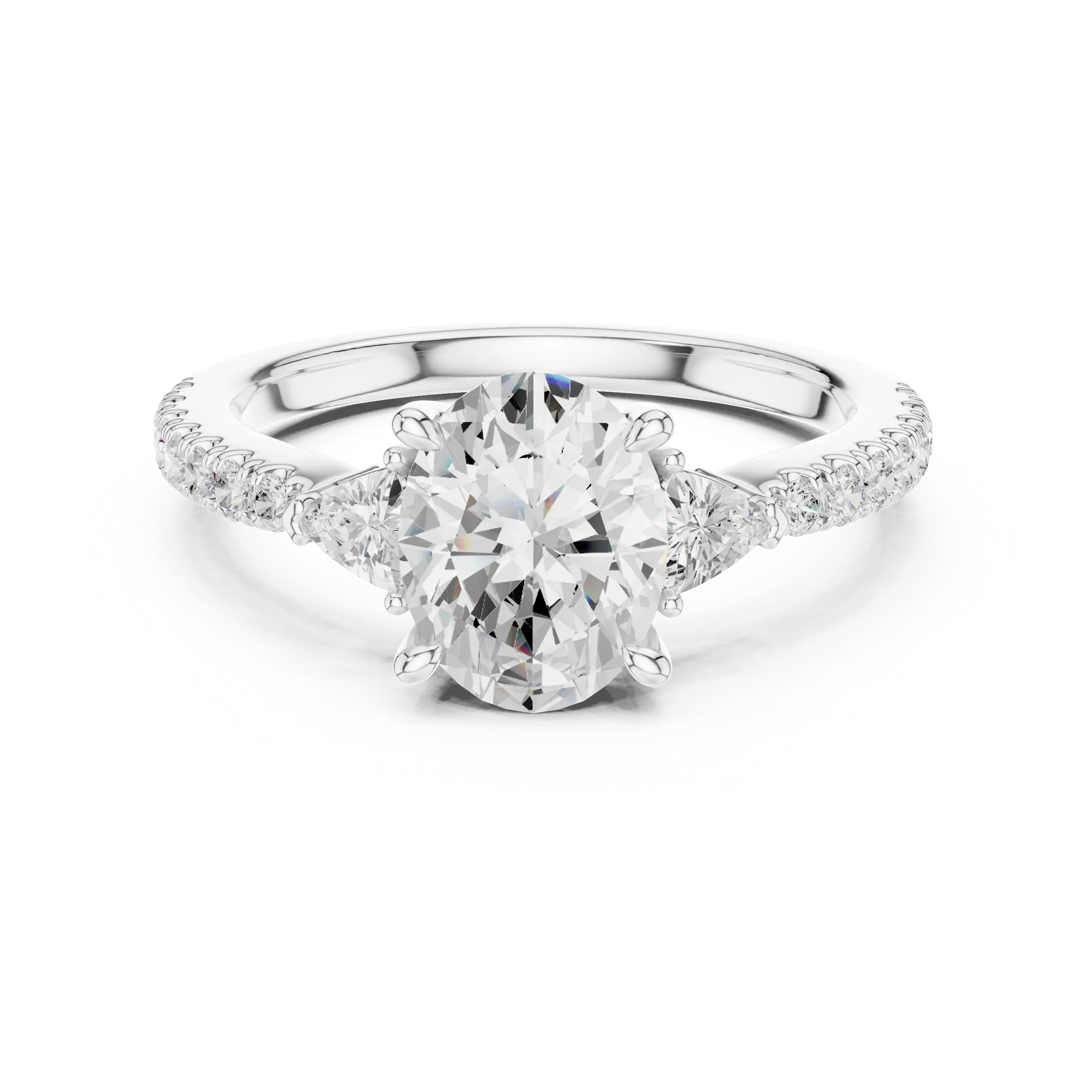 1.96 CT D Color VVS1 Oval Cut Diamond Ring in 14K Yellow Gold