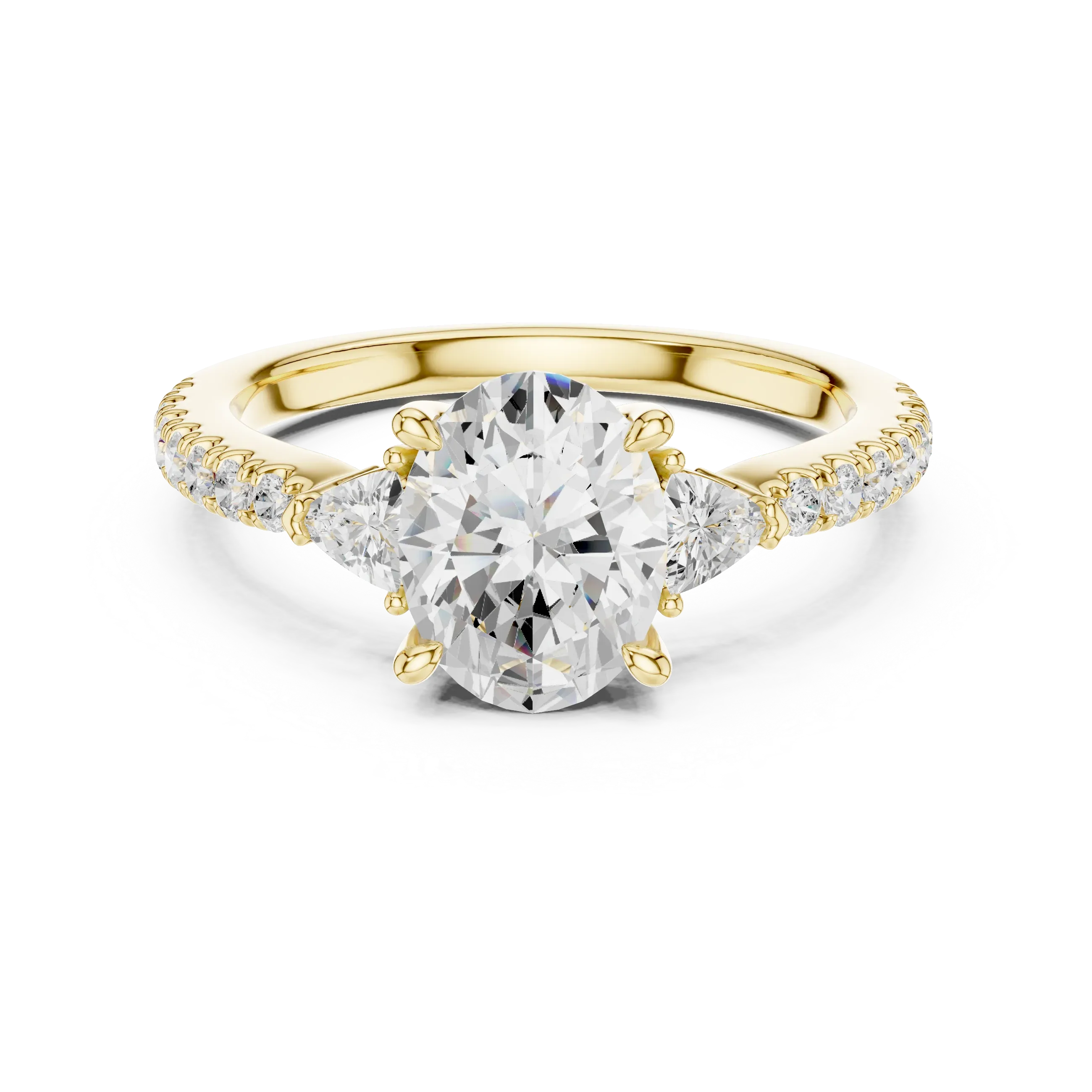 1.96 CT D Color VVS1 Oval Cut Diamond Ring in 14K Yellow Gold