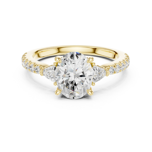 1.96 CT D Color VVS1 Oval Cut Diamond Ring in 14K Yellow Gold