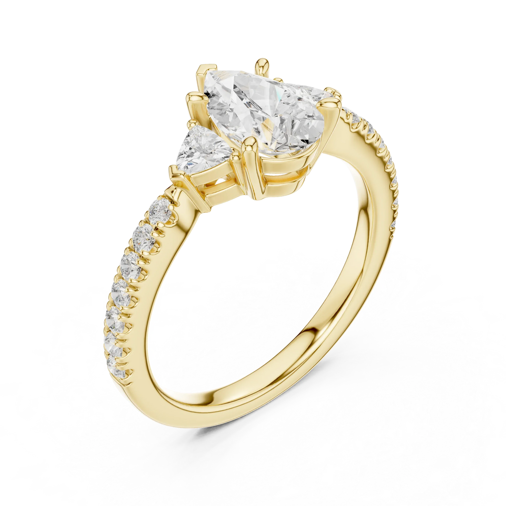 1.96 CT D Color VVS1 Pear Cut Diamond Ring in 14K Yellow Gold