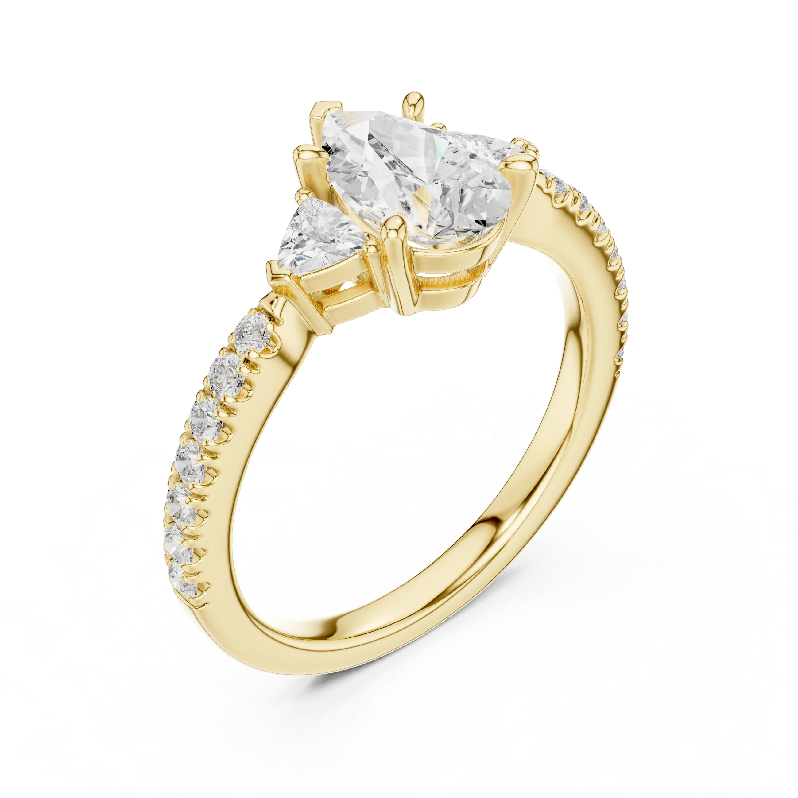 1.96 CT D Color VVS1 Pear Cut Diamond Ring in 14K Yellow Gold