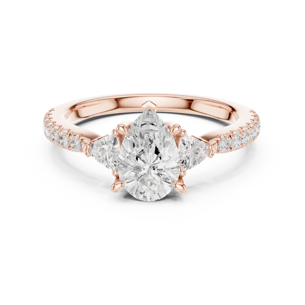 1.96 CT D Color VVS1 Pear Cut Diamond Ring in 14K Yellow Gold