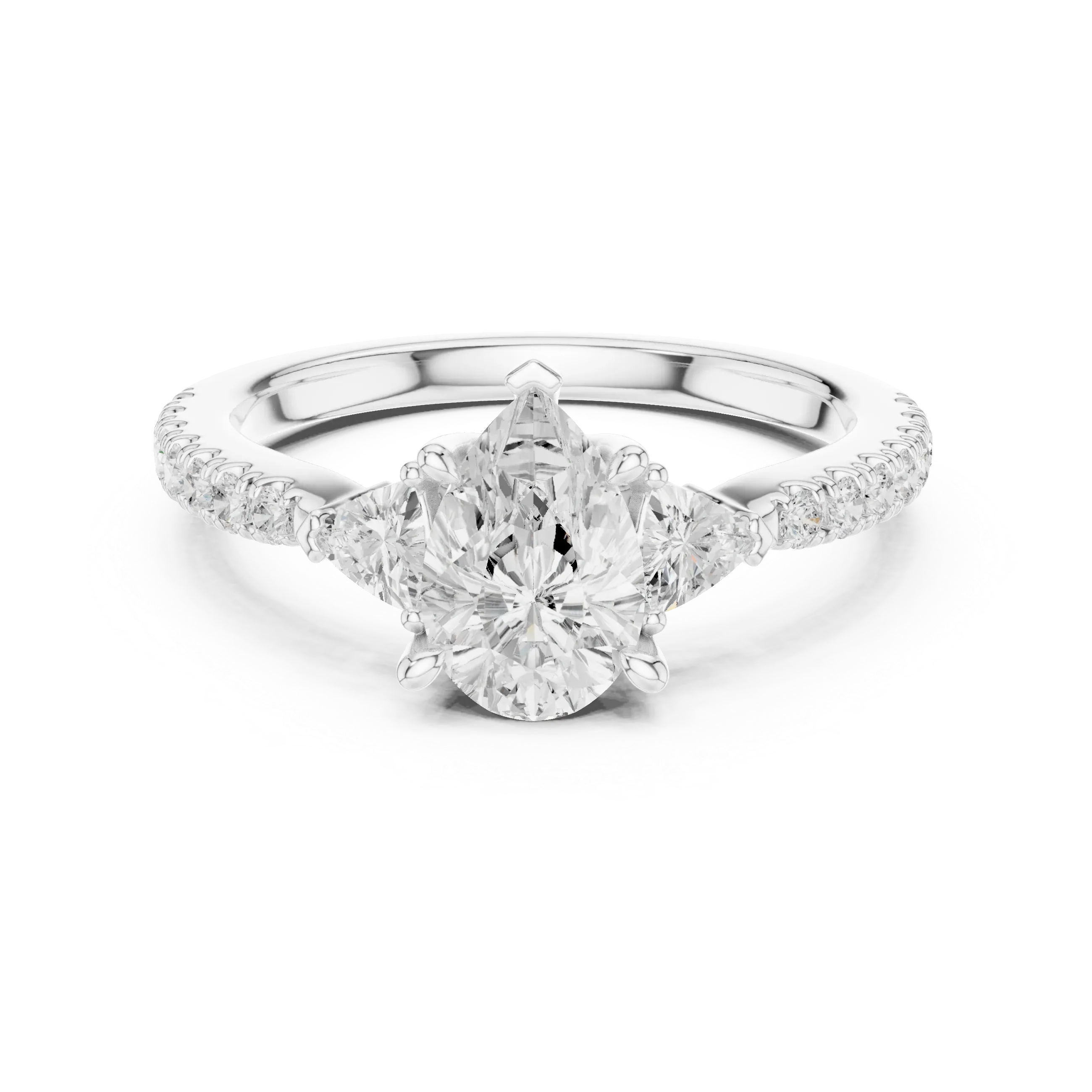 1.96 CT D Color VVS1 Pear Cut Diamond Ring in 14K Yellow Gold
