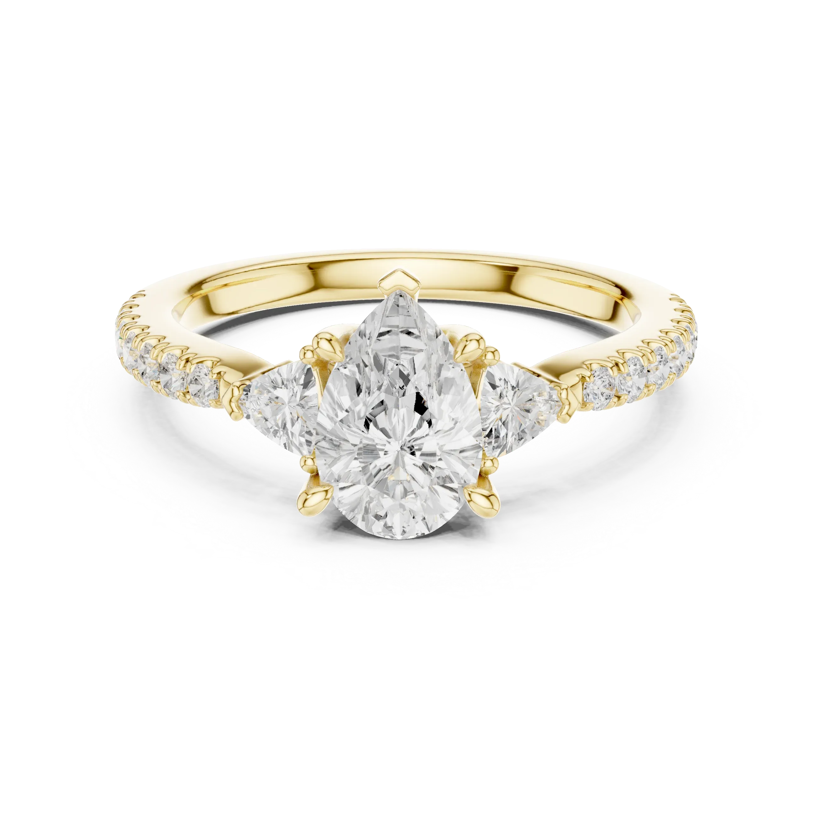 1.96 CT D Color VVS1 Pear Cut Diamond Ring in 14K Yellow Gold