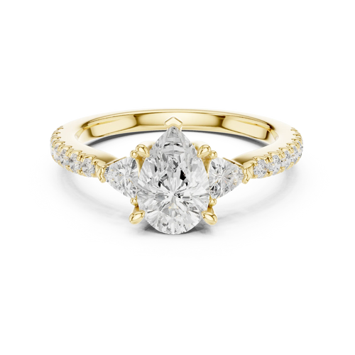 1.96 CT D Color VVS1 Pear Cut Diamond Ring in 14K Yellow Gold