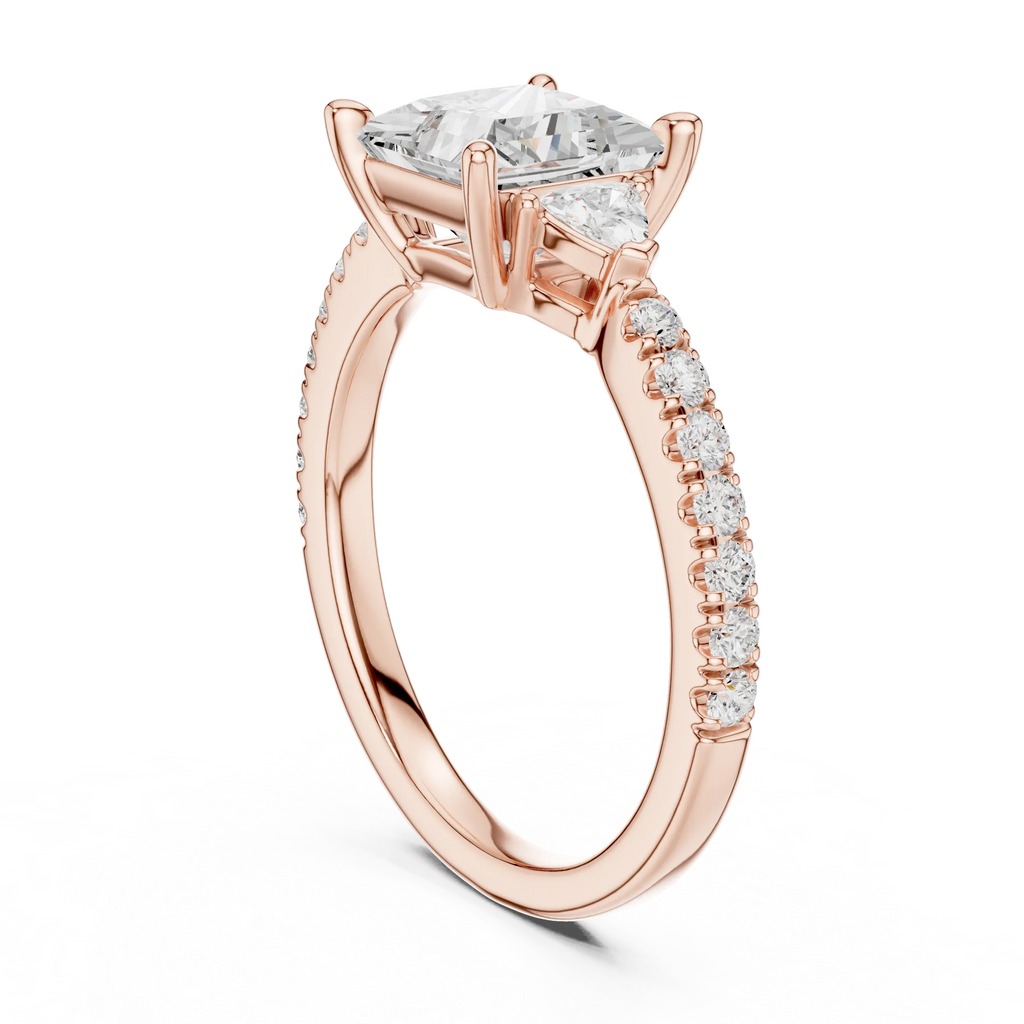 1.50ct Princess Cut Lab Grown Diamond Ring Set,14K White Gold Hidden Halo, Solitaire Wedding Ring set