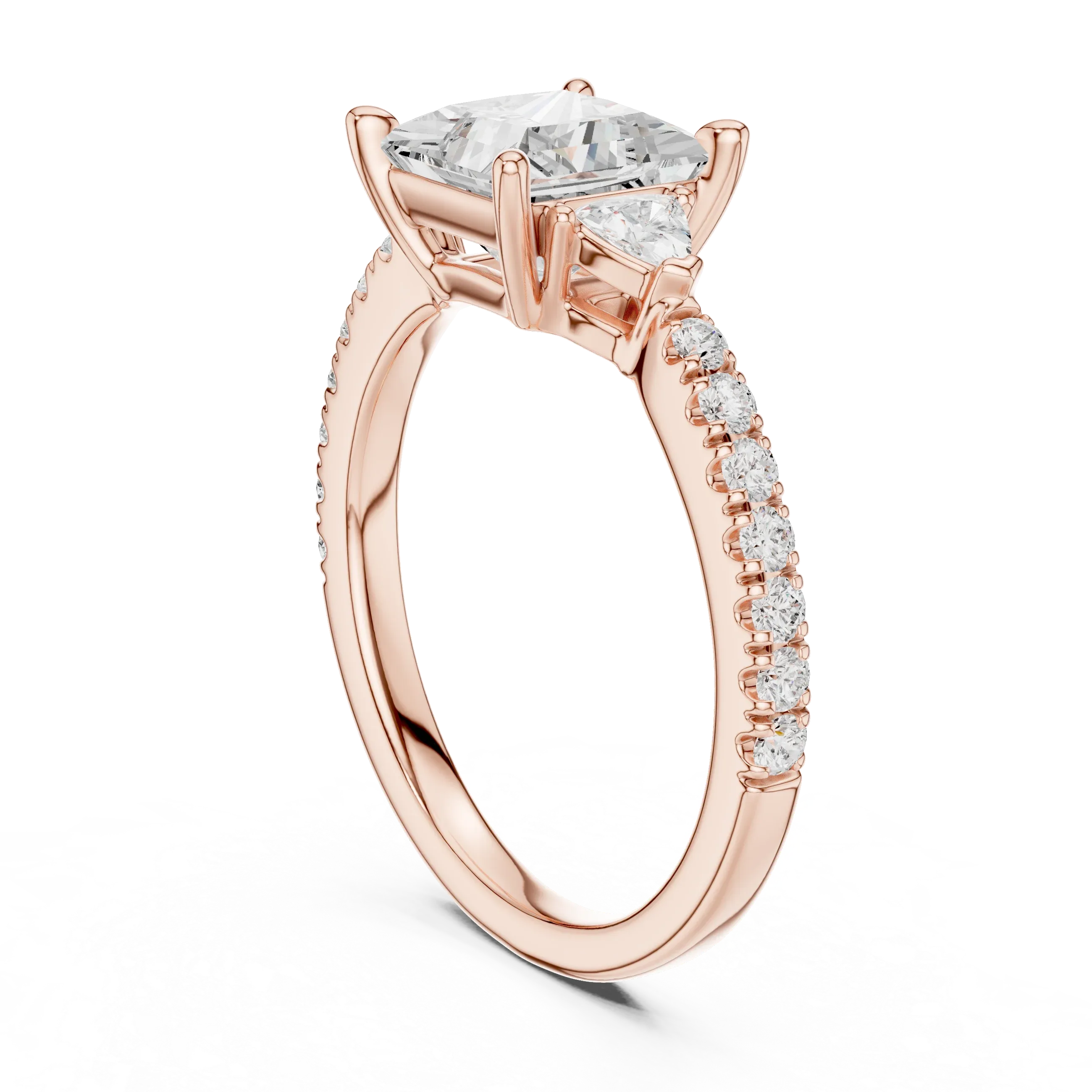 1.50ct Princess Cut Lab Grown Diamond Ring Set,14K White Gold Hidden Halo, Solitaire Wedding Ring set