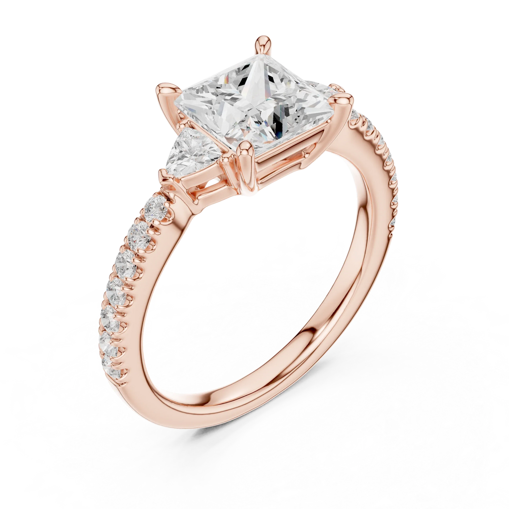 1.50ct Princess Cut Lab Grown Diamond Ring Set,14K White Gold Hidden Halo, Solitaire Wedding Ring set