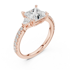 1.50ct Princess Cut Lab Grown Diamond Ring Set,14K White Gold Hidden Halo, Solitaire Wedding Ring set