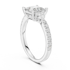 1.50ct Princess Cut Lab Grown Diamond Ring Set,14K White Gold Hidden Halo, Solitaire Wedding Ring set