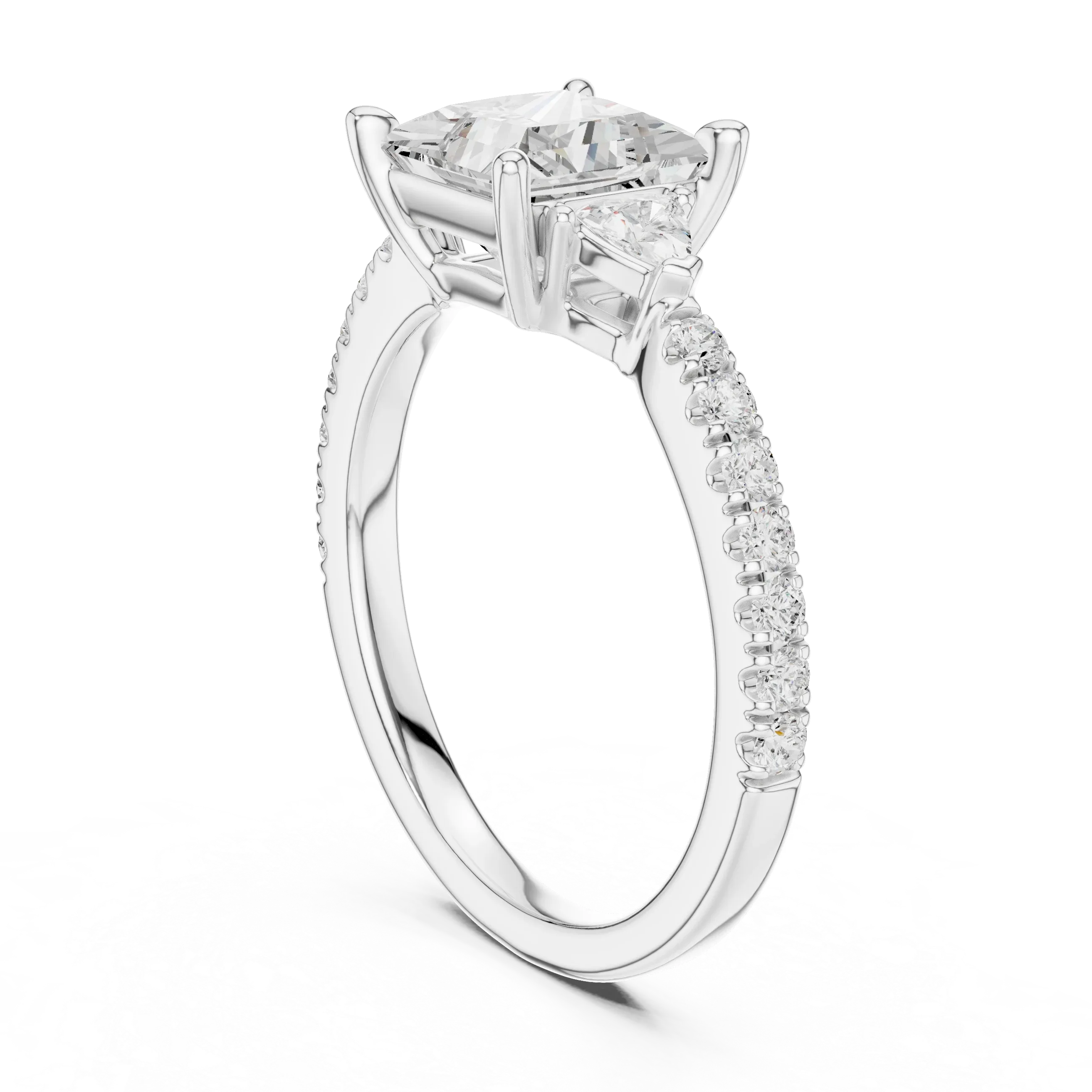 1.50ct Princess Cut Lab Grown Diamond Ring Set,14K White Gold Hidden Halo, Solitaire Wedding Ring set