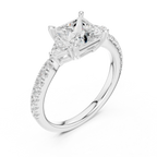 1.50ct Princess Cut Lab Grown Diamond Ring Set,14K White Gold Hidden Halo, Solitaire Wedding Ring set