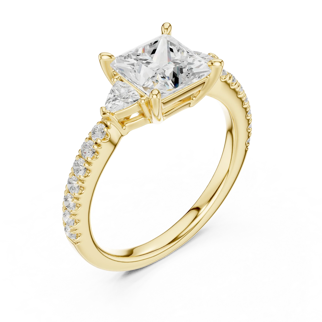1.50ct Princess Cut Lab Grown Diamond Ring Set,14K White Gold Hidden Halo, Solitaire Wedding Ring set