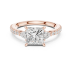 1.50ct Princess Cut Lab Grown Diamond Ring Set,14K White Gold Hidden Halo, Solitaire Wedding Ring set