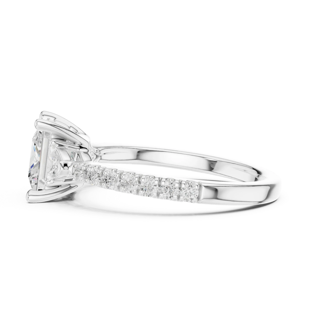 1.50ct Princess Cut Lab Grown Diamond Ring Set,14K White Gold Hidden Halo, Solitaire Wedding Ring set