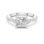 1.50ct Princess Cut Lab Grown Diamond Ring Set,14K White Gold Hidden Halo, Solitaire Wedding Ring set
