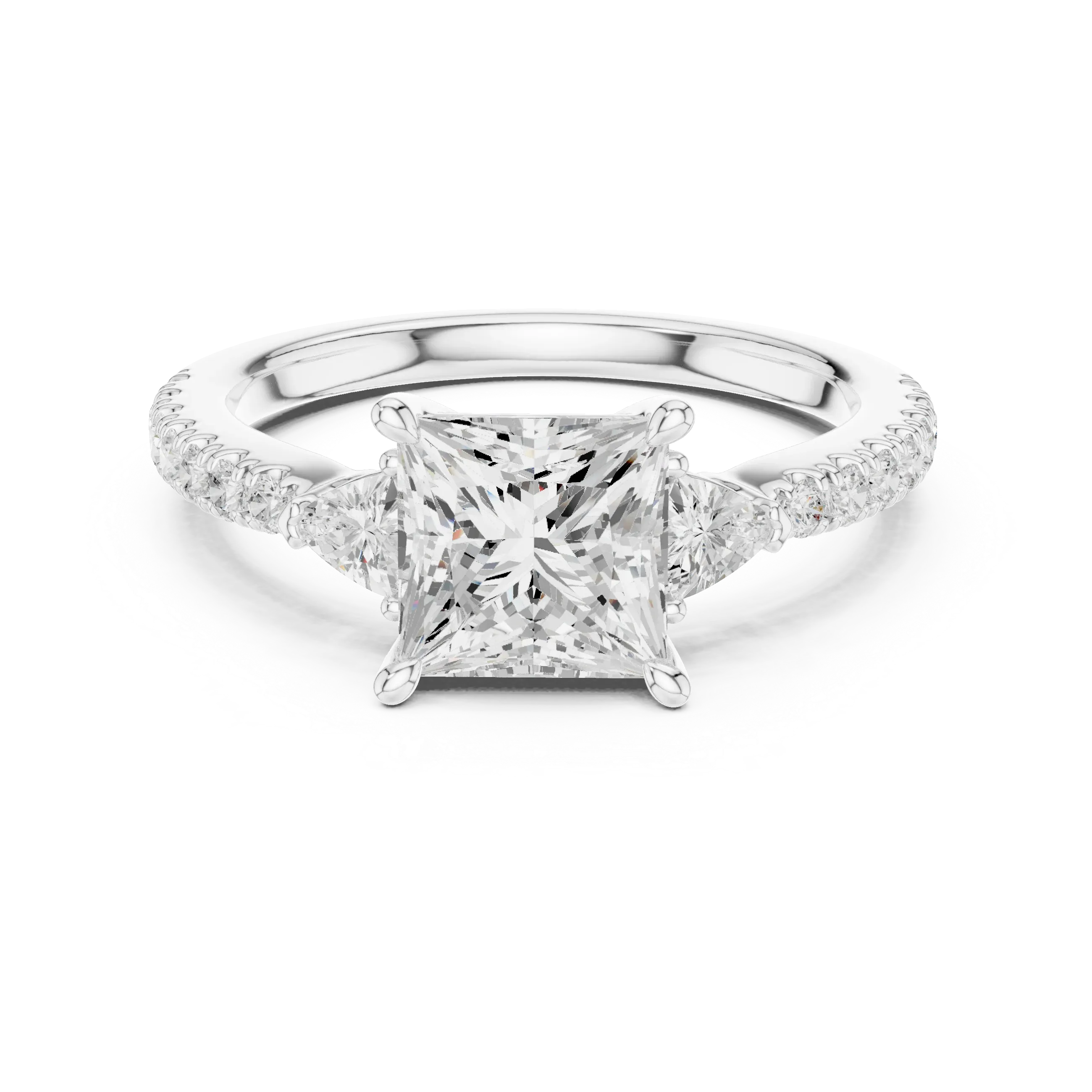 1.50ct Princess Cut Lab Grown Diamond Ring Set,14K White Gold Hidden Halo, Solitaire Wedding Ring set