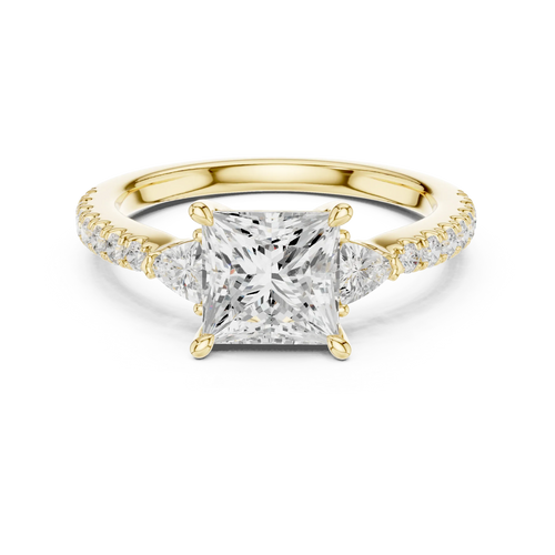 1.50ct Princess Cut Lab Grown Diamond Ring Set,14K White Gold Hidden Halo, Solitaire Wedding Ring set