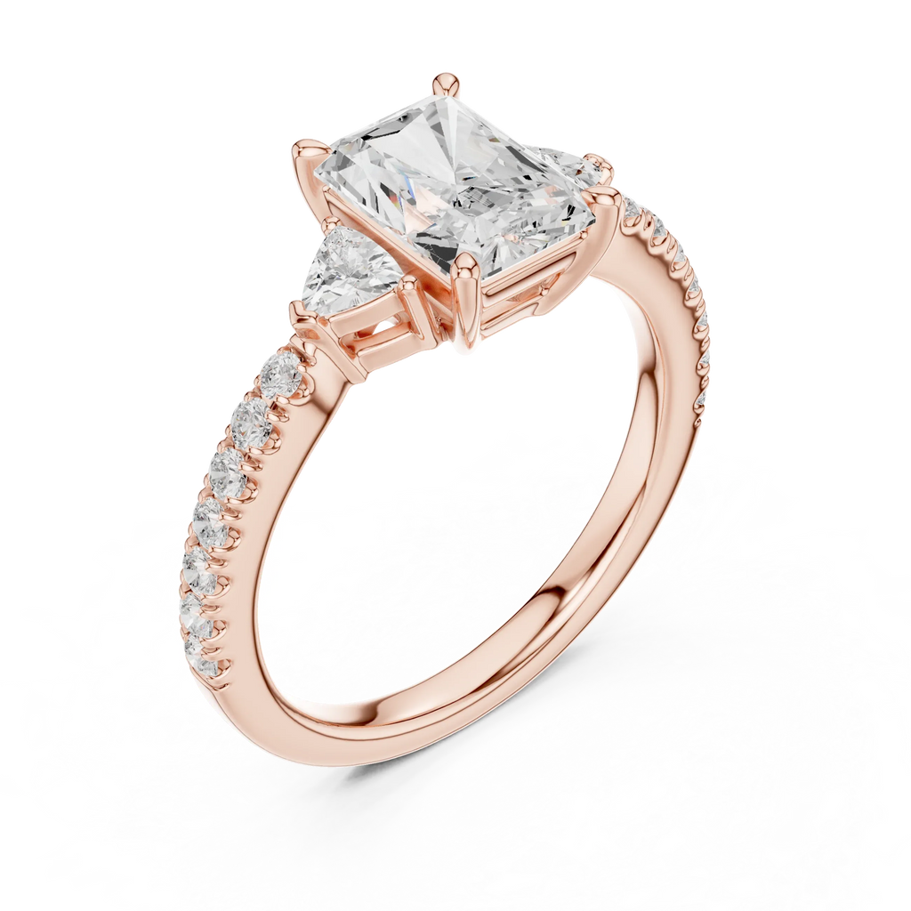 1.96 CT D Color VVS1 Radiant Cut Trillion Diamond Ring