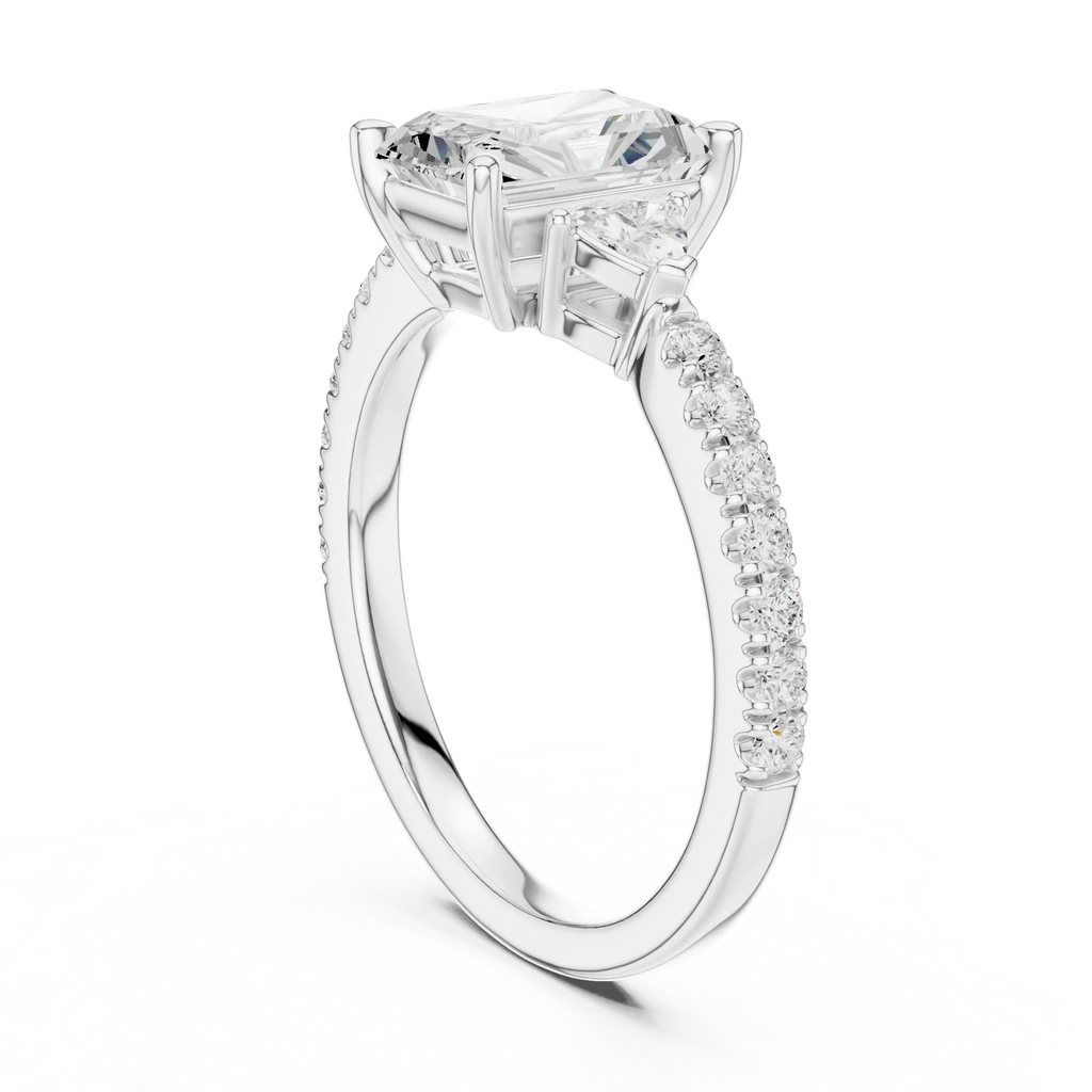 1.96 CT D Color VVS1 Radiant Cut Trillion Diamond Ring