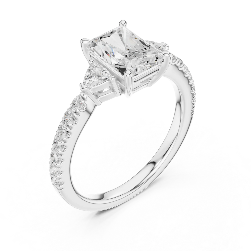 1.96 CT D Color VVS1 Radiant Cut Trillion Diamond Ring