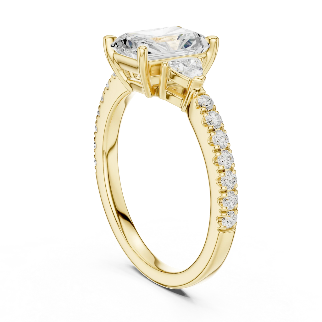 1.96 CT D Color VVS1 Radiant Cut Trillion Diamond Ring