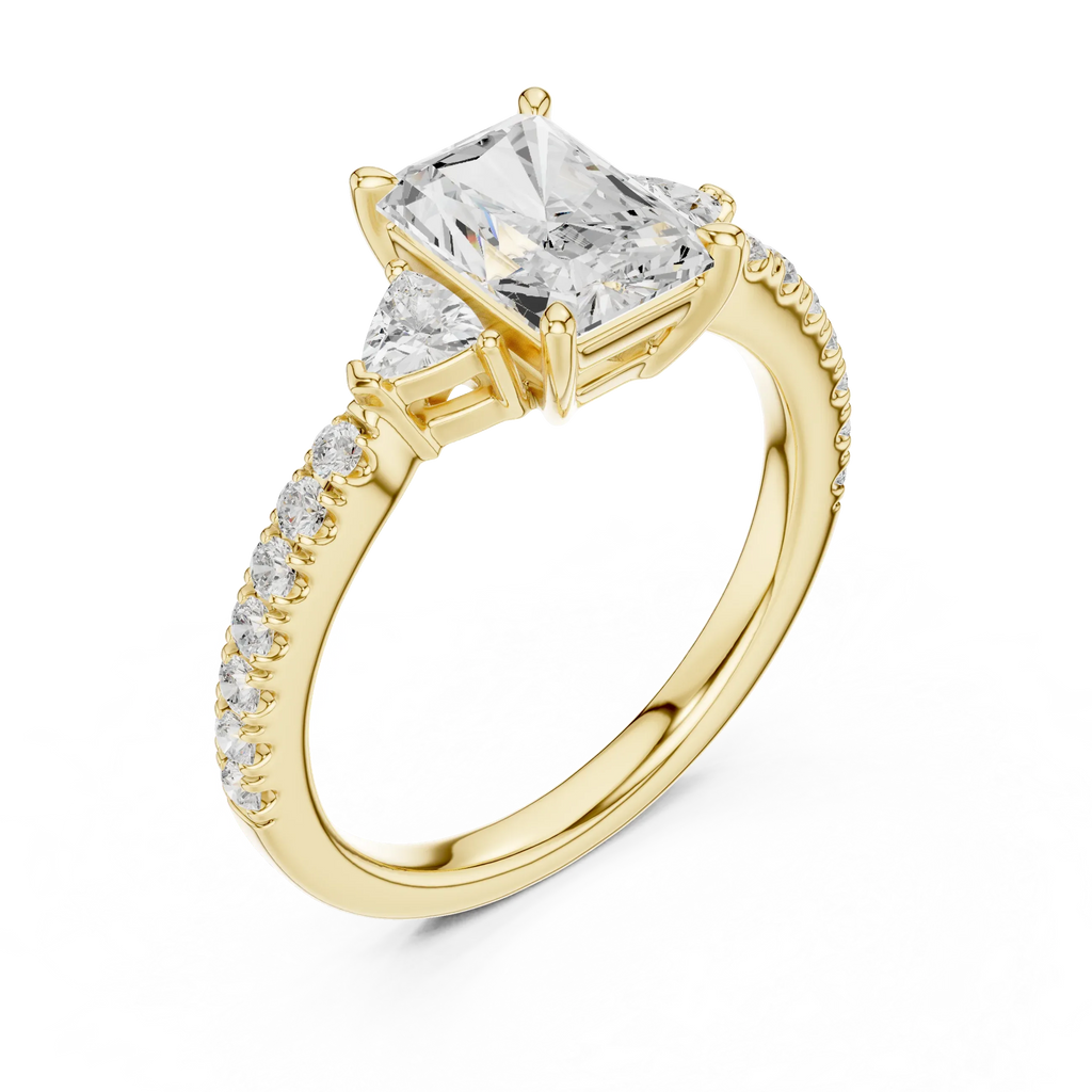 1.96 CT D Color VVS1 Radiant Cut Trillion Diamond Ring