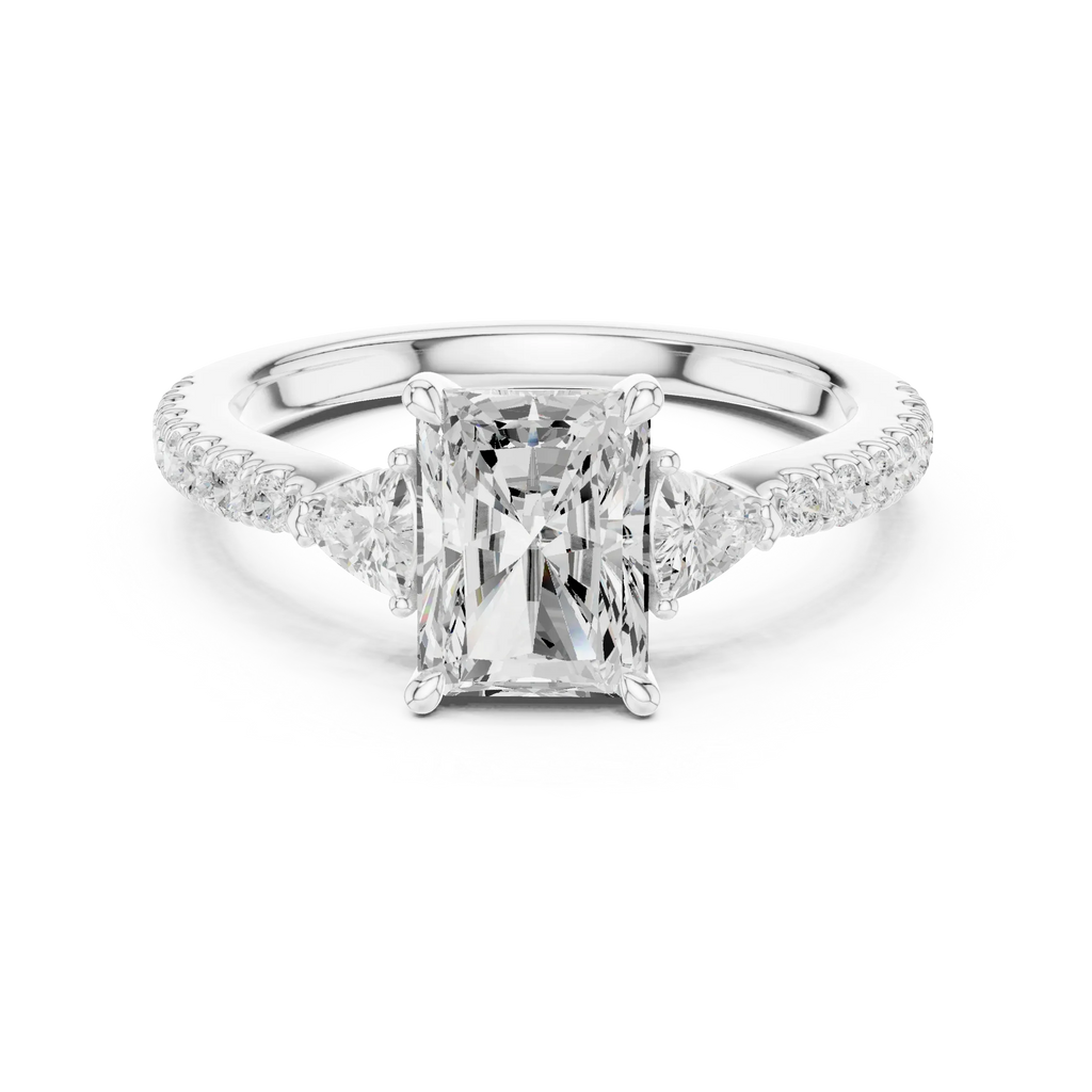 1.96 CT D Color VVS1 Radiant Cut Trillion Diamond Ring