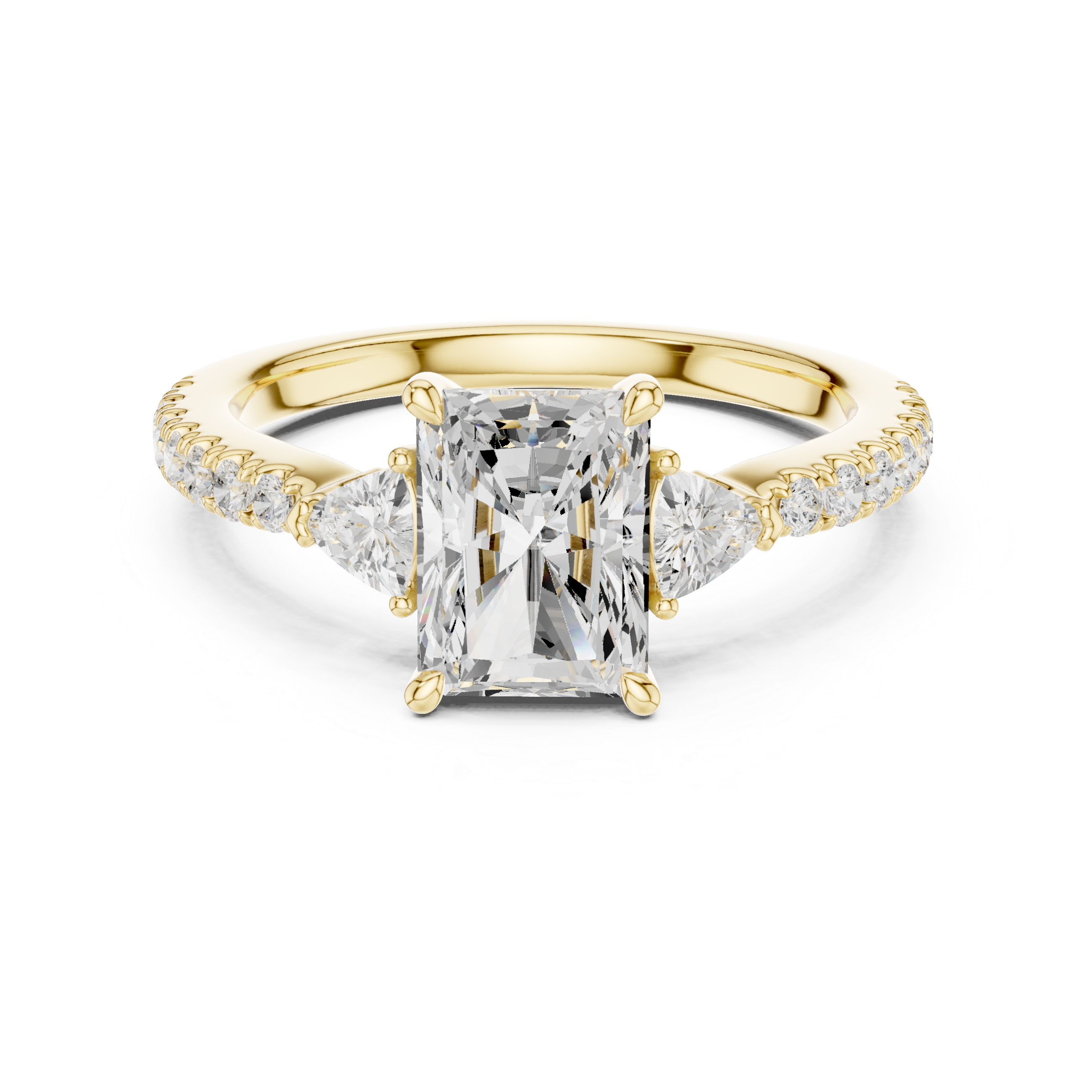 1.96 CT D Color VVS1 Radiant Cut Diamond Ring in 14K Yellow Gold