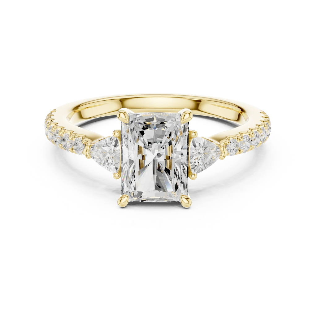 1.96 CT D Color VVS1 Radiant Cut Trillion Diamond Ring