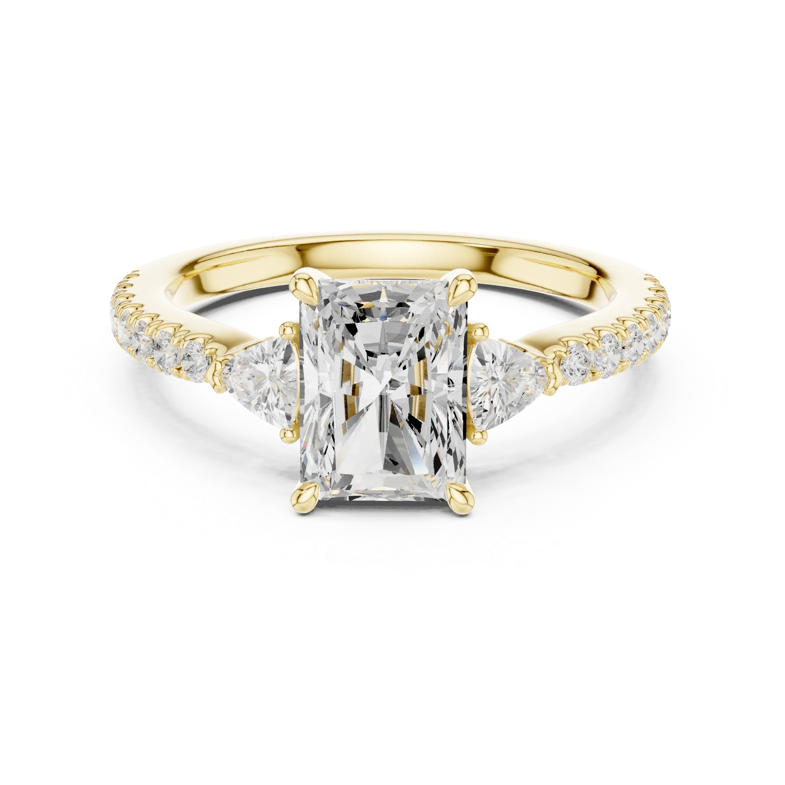 1.96 CT D Color VVS1 Radiant Cut Diamond Ring in 14K Yellow Gold