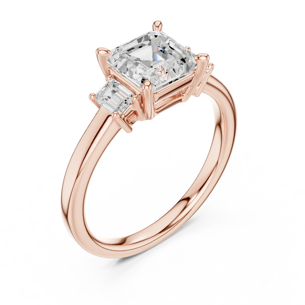 1.7 CT Asscher Cut Wedding Ring in 14K Gold Classic Elegant Bridal Ring