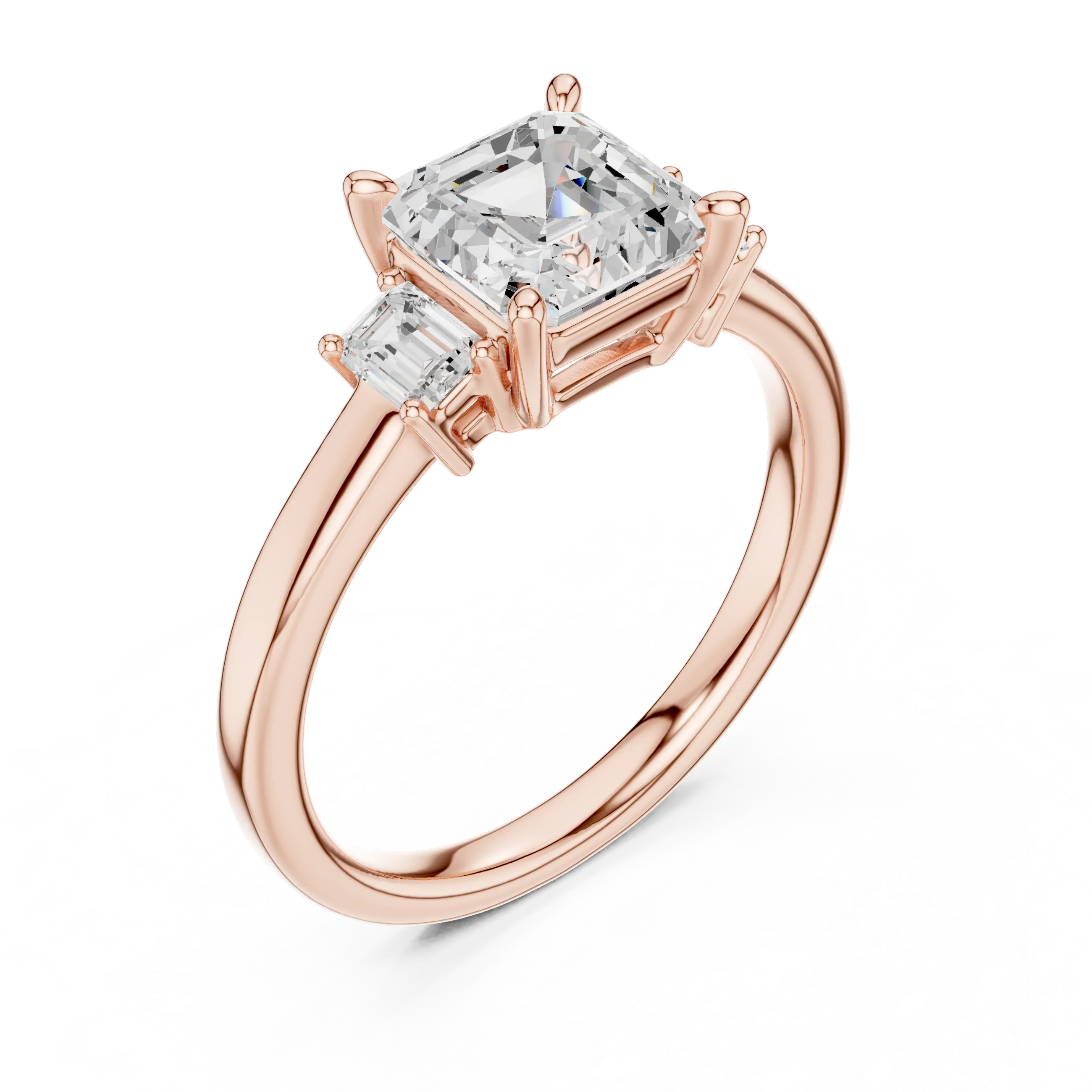1.7 CT Asscher Cut Wedding Ring in 14K Gold Classic Elegant Bridal Ring