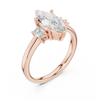 14K Gold Marquise Cut Engagement Diamond Ring