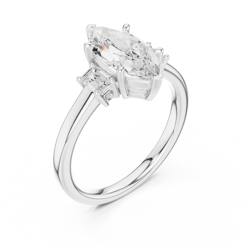 14K Gold Marquise Cut Engagement Diamond Ring
