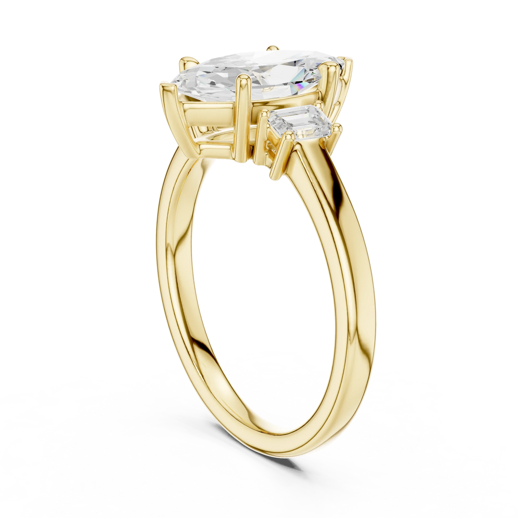 14K Gold Marquise Cut Engagement Diamond Ring