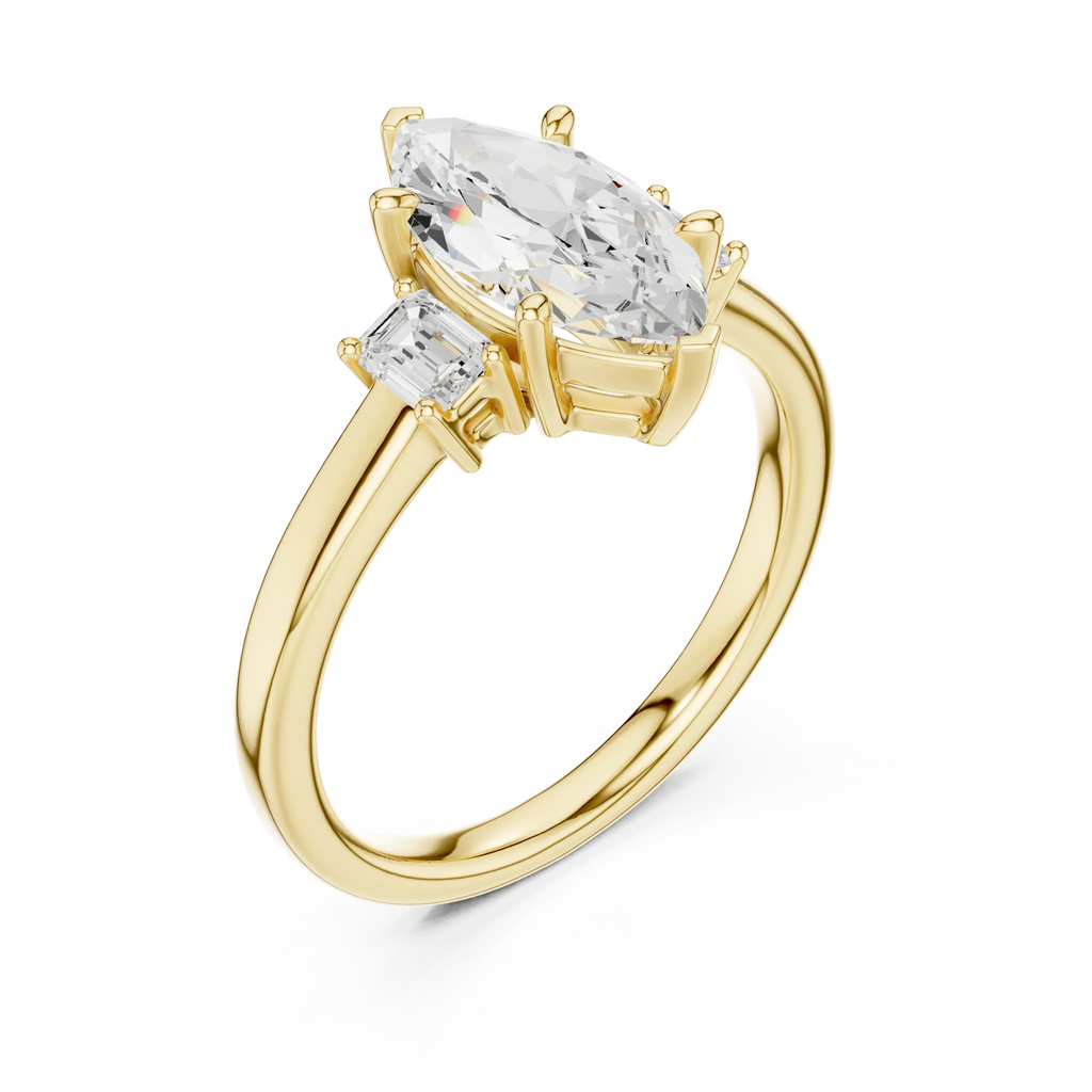 14K Gold Marquise Cut Engagement Diamond Ring