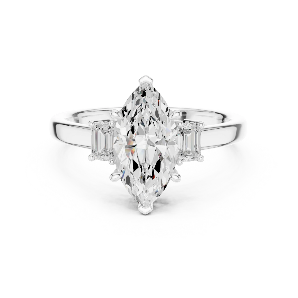 14K Gold Marquise Cut Engagement Diamond Ring