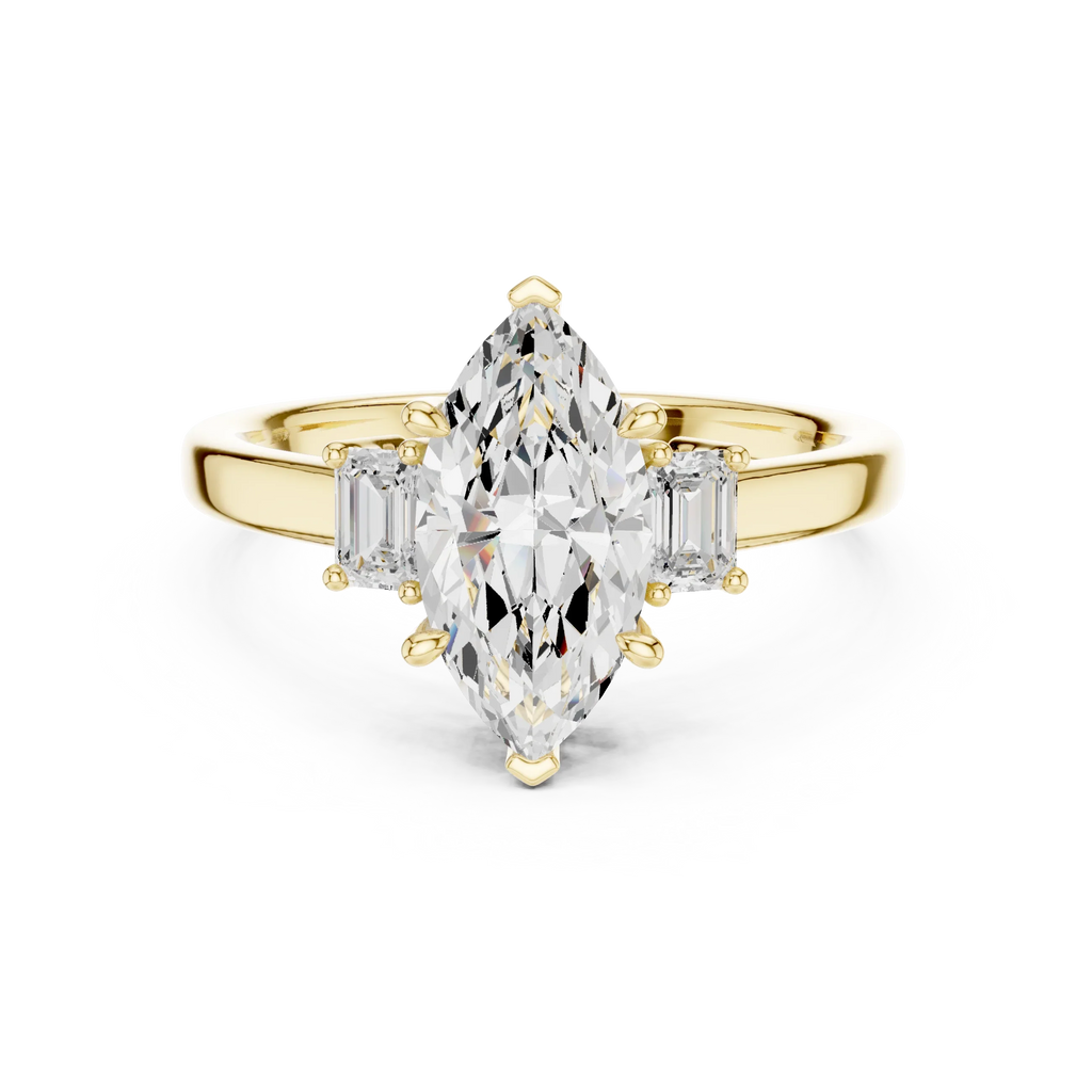 14K Gold Marquise Cut Engagement Diamond Ring