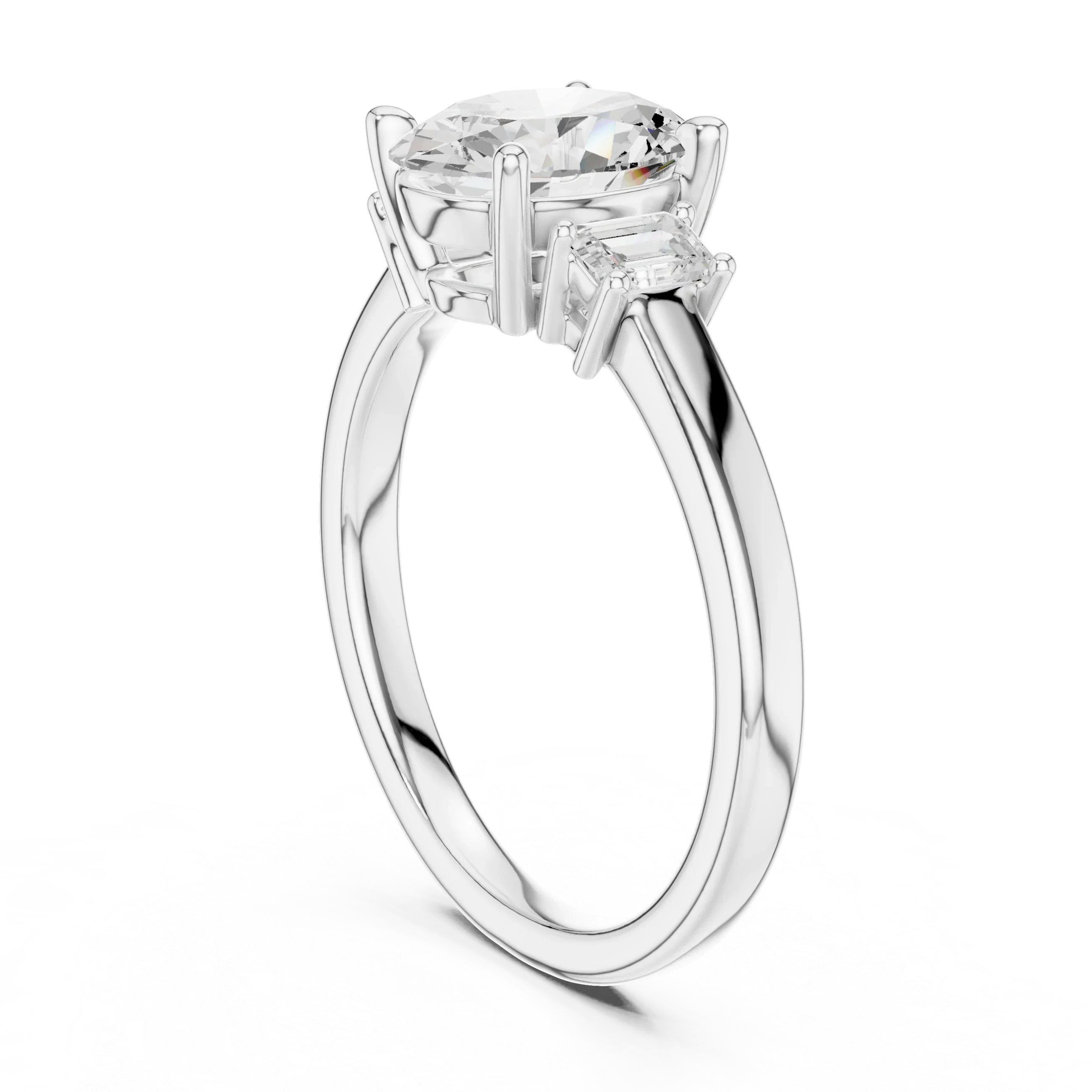 IGI Certified - 1.70ct Oval Baguette Diamond Ring
