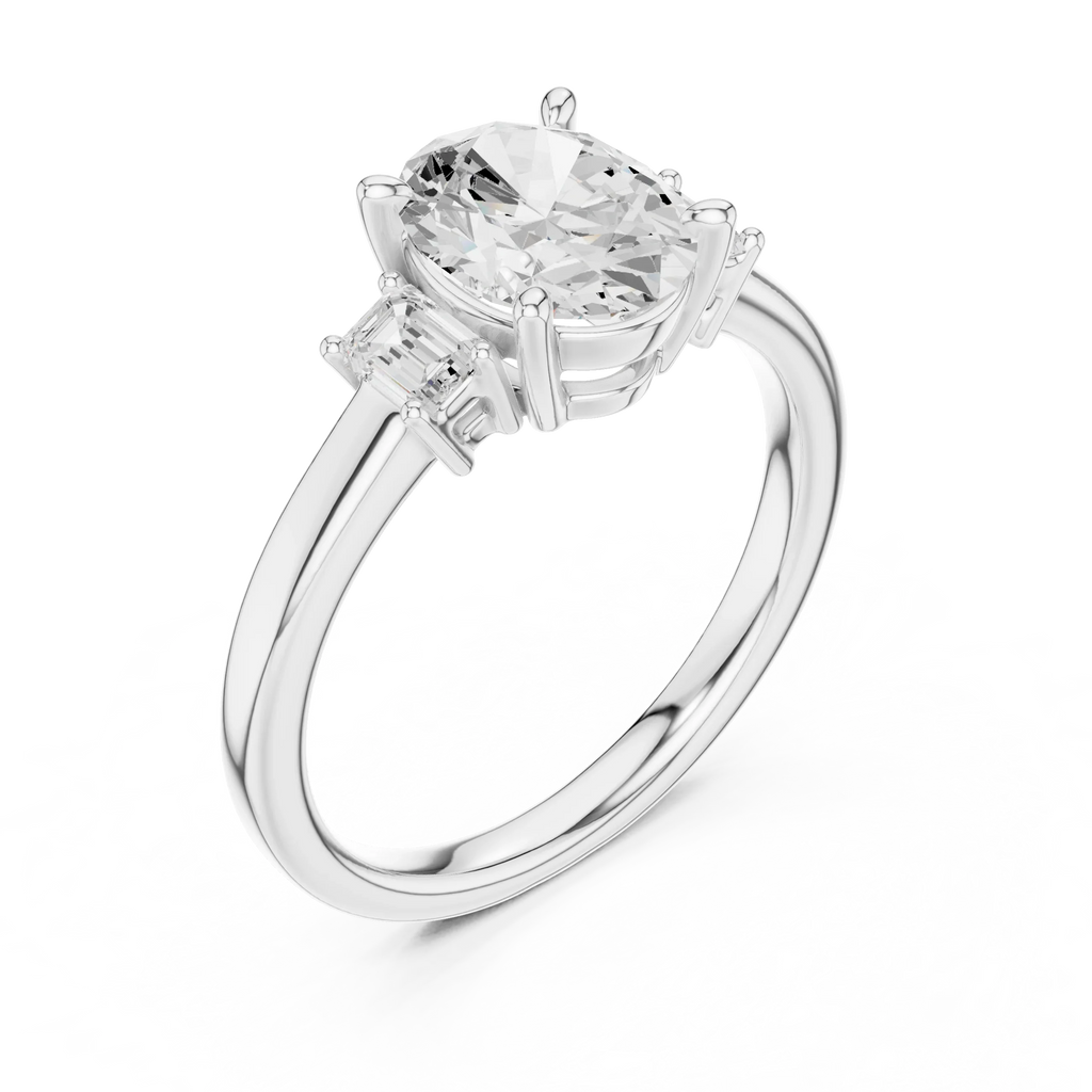 IGI Certified - 1.70ct Oval Baguette Diamond Ring