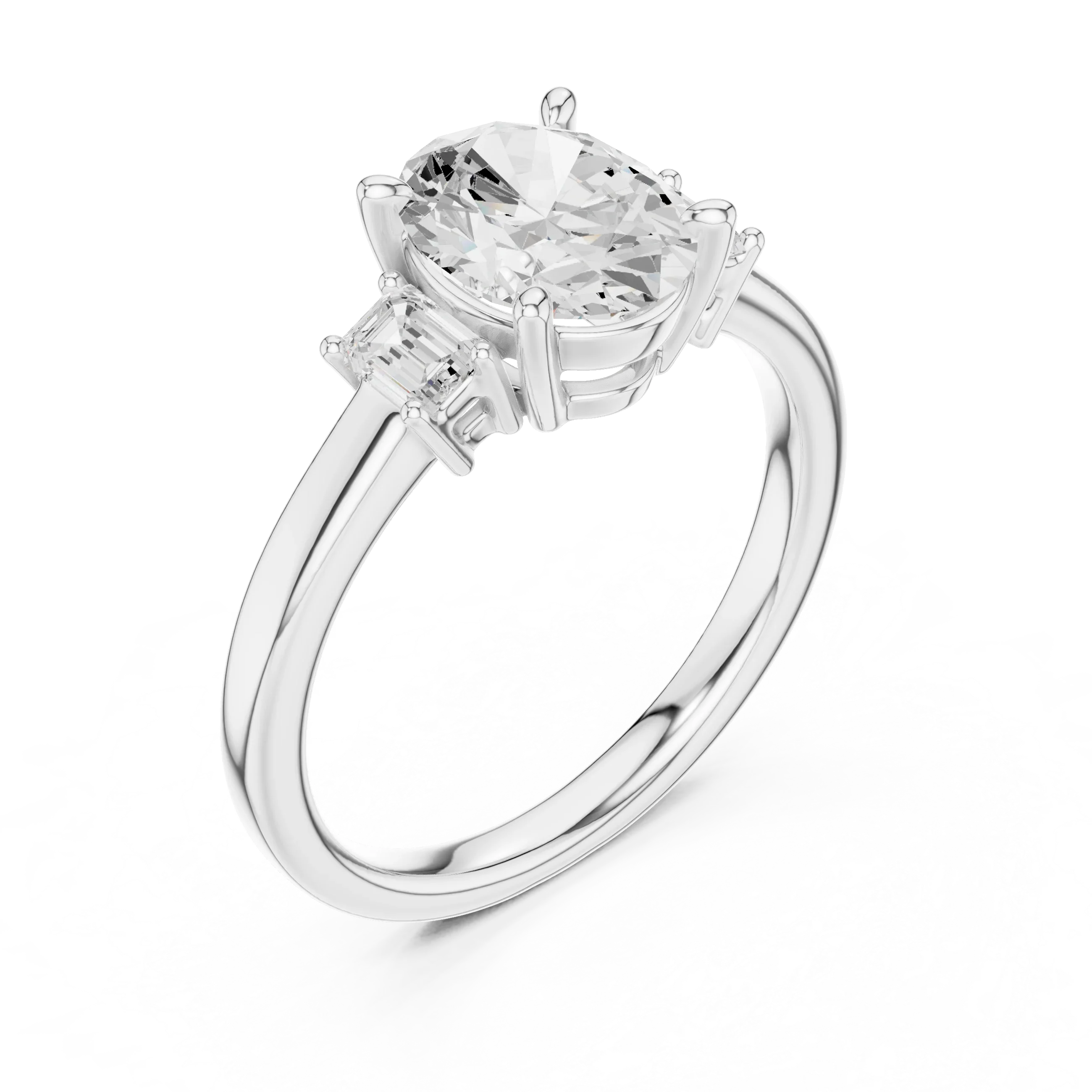 IGI Certified - 1.70ct Oval Baguette Diamond Ring