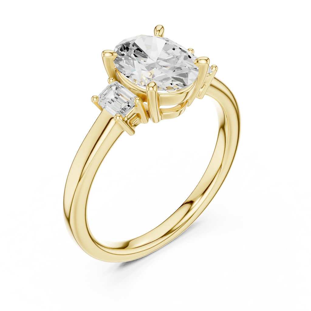 IGI Certified - 1.70ct Oval Baguette Diamond Ring