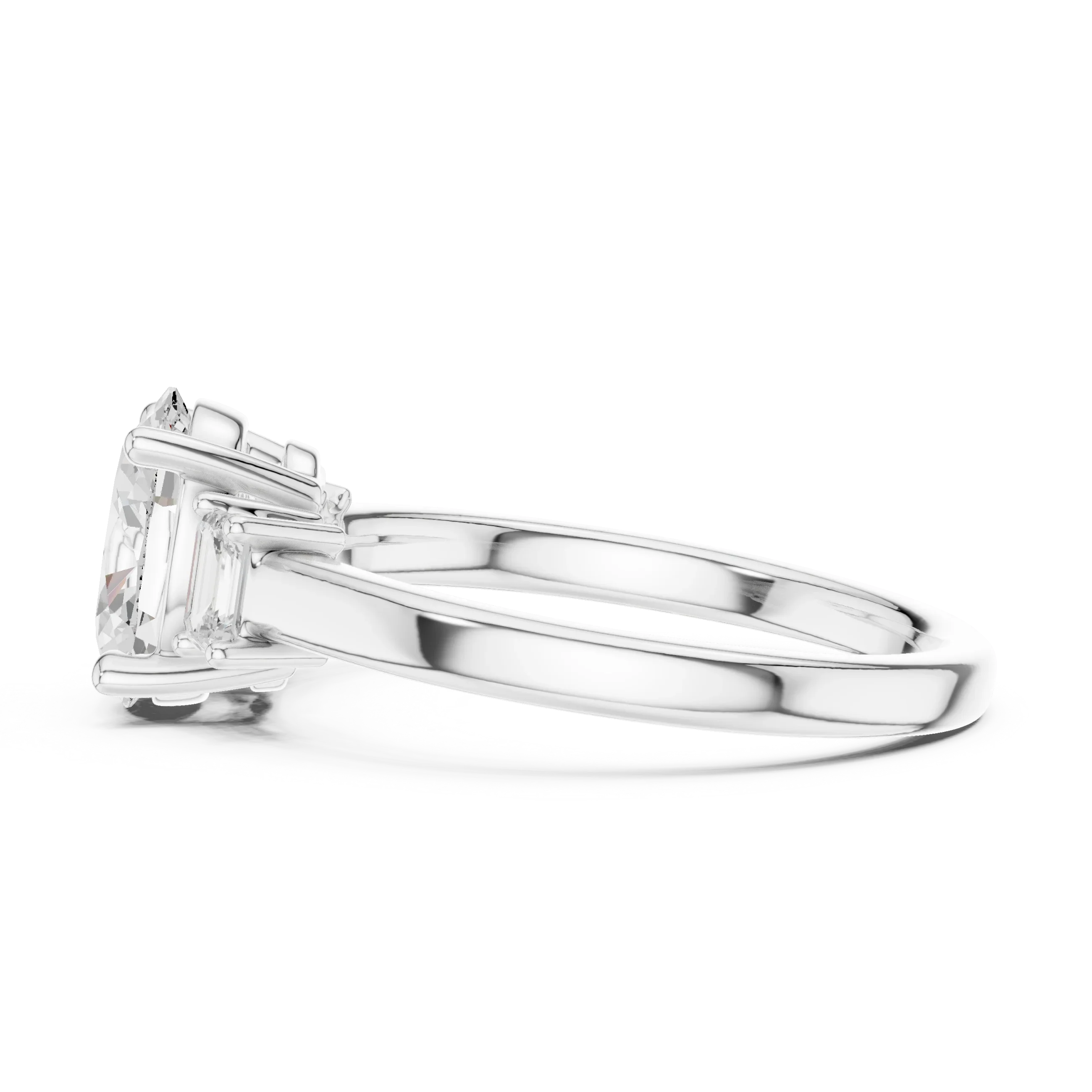 IGI Certified - 1.70ct Oval Baguette Diamond Ring