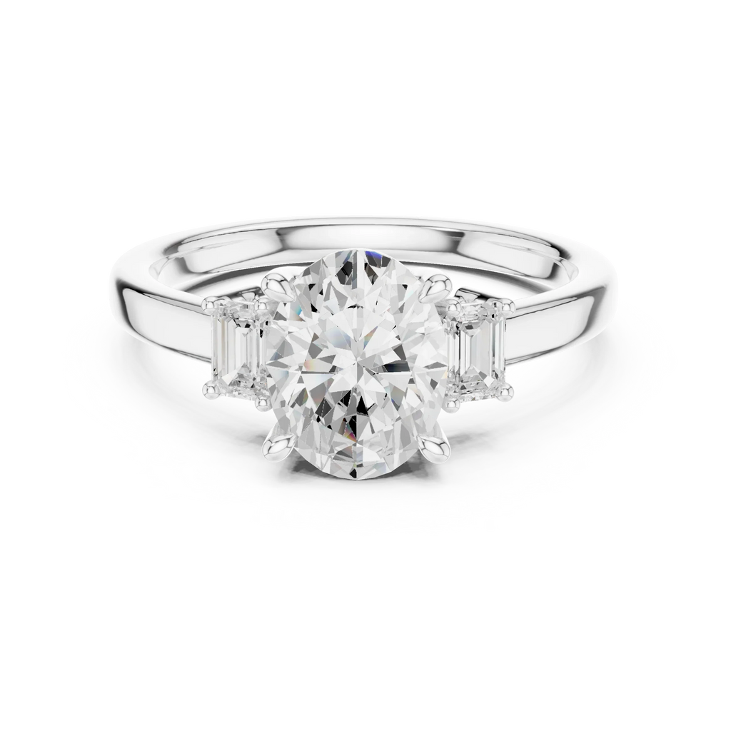 IGI Certified - 1.70ct Oval Baguette Diamond Ring