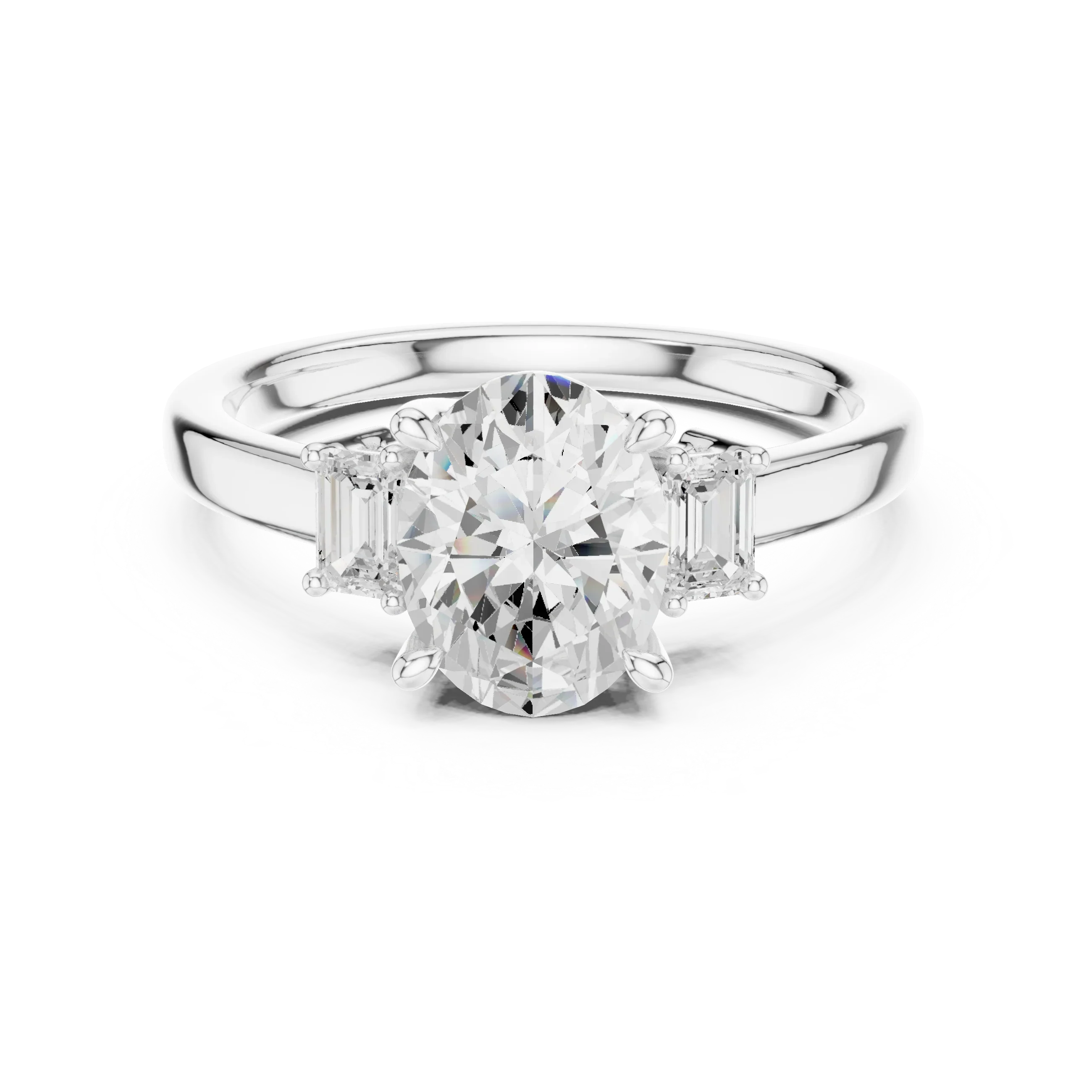 IGI Certified - 1.70ct Oval Baguette Diamond Ring