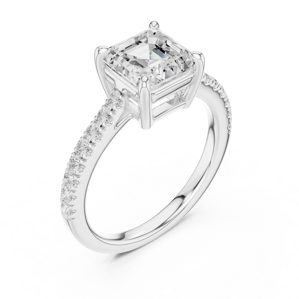 2 Carat IGI Certified E/VVS2 Clarity Asscher Cut Diamond Solitaire Engagement Ring