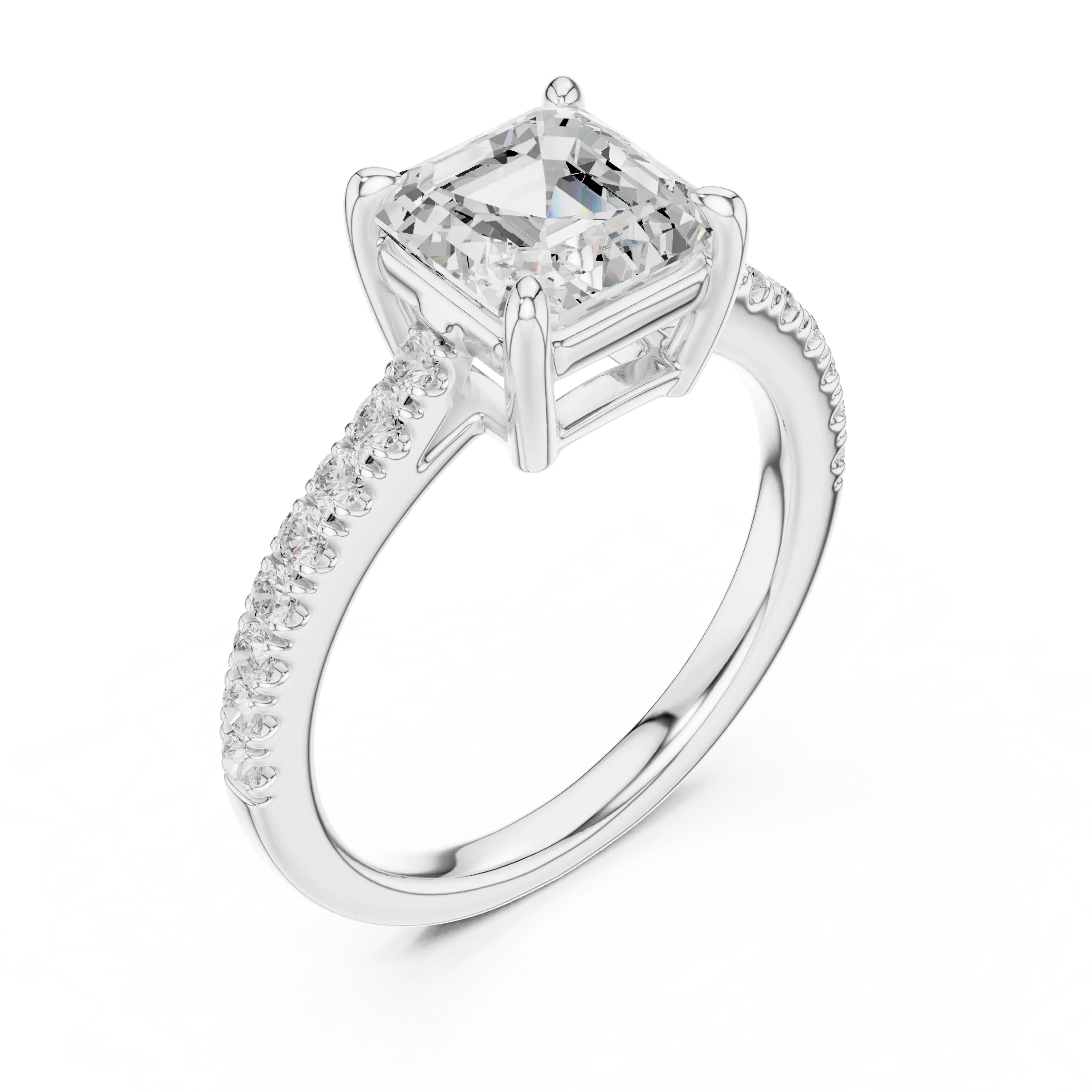 2 Carat IGI Certified E/VVS2 Clarity Asscher Cut Diamond Solitaire Engagement Ring
